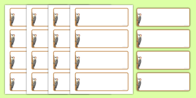 Free Woodpecker Themed Editable Drawer Peg Name Labels Blank
