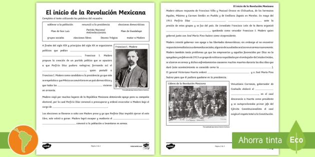 Ficha de actividad - El inicio de la Revolución Mexicana- Guía de trabajo