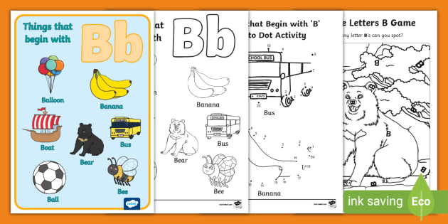 FREE! - Things that Begin with B Worksheets Pack