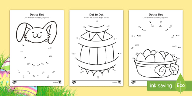 counting in 2s 5s and 10s easter dot to dot worksheets