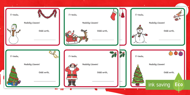 Merry Christmas In Welsh - Writing Template (teacher made)