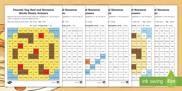 Pancake Day Phase 4 Phonics Mosaic Worksheet / Activity Sheets