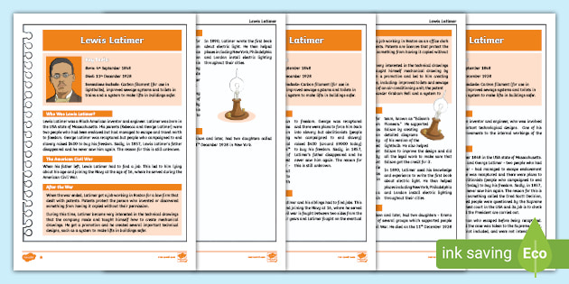 Lewis Latimer Fact File Ks2