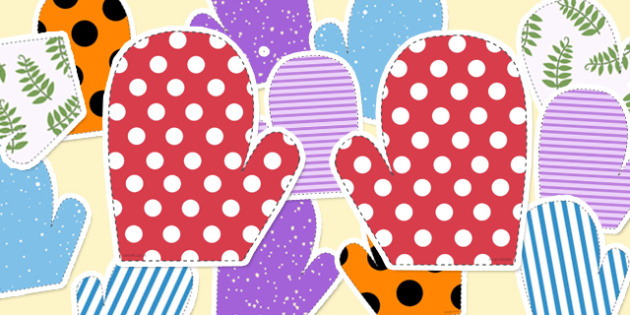 Mitten Matching Activity - mitten, matching, activity, cut outs