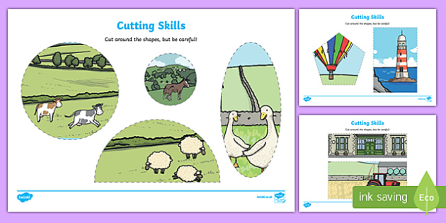 Trains Cutting Skills Worksheet / Worksheet