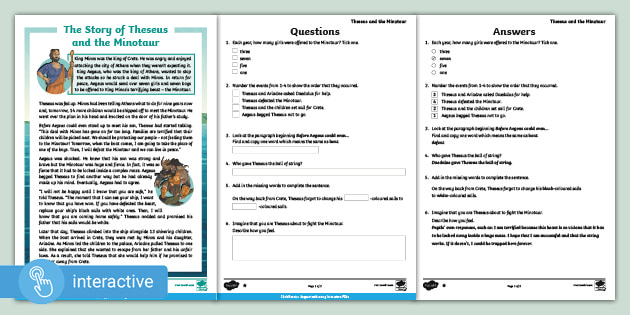 Interactive Reading Comprehension Y6 Theseus The Minotaur