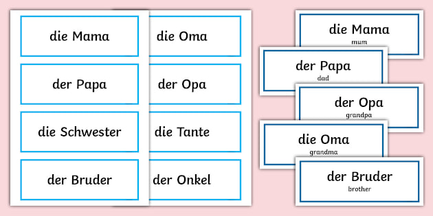 My Family German Word Cards