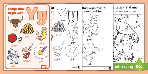 FREE! - Things that Begin with Y Worksheets Pack