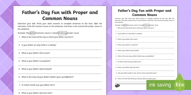 Father s Day Common Nouns Worksheet ELA Twinkl USA