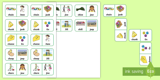 'ch' and 'j' Minimal Pair Dominoes