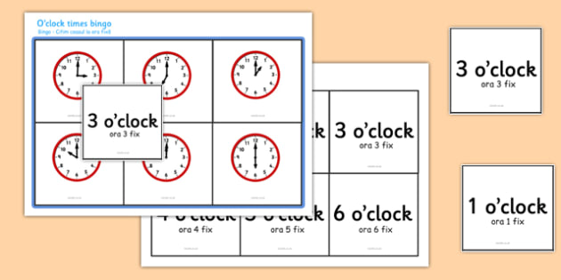 O Clock Times Bingo Romanian Translation Teacher Made