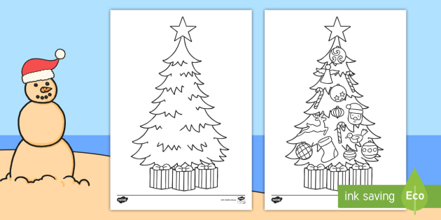 free  christmas tree colouring sheet  primary resources
