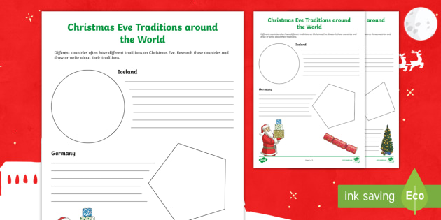 Christmas traditions around the world worksheets