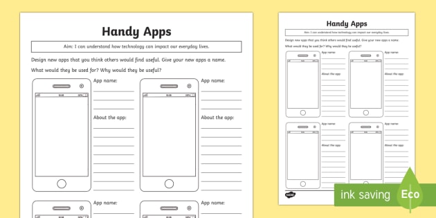 Handy Apps Worksheet Worksheet Teacher Made