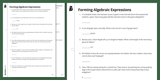 simple algebraic expressions