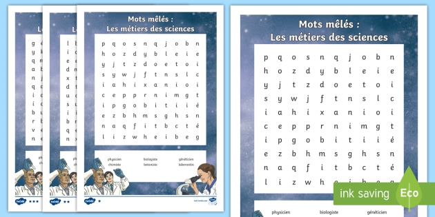 Mots Meles Differencies Les Metiers Des Sciences