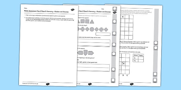 Year 2 Maths Assessment Geometry Position and Direction Term 2