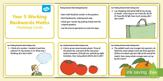 working backwards problem solving year 5