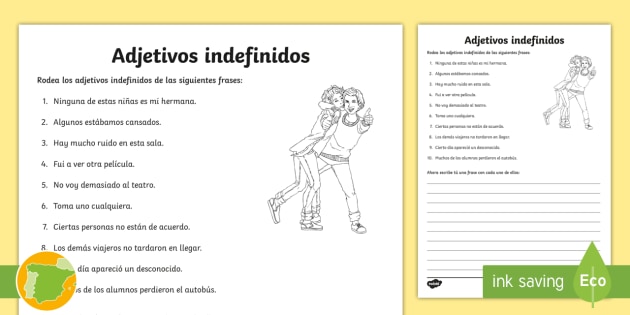 Ficha de actividad: Los adjetivos indefinidos (teacher made)