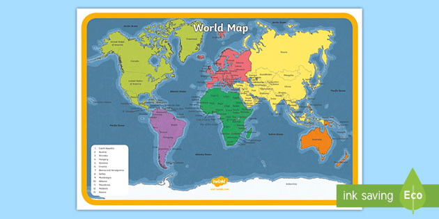 World Map Worksheet Ks2 KS1 Labelled Printable World Map   Geography   Twinkl