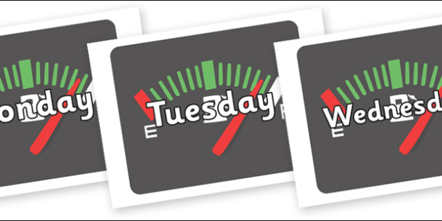 cursive days of the week on dials