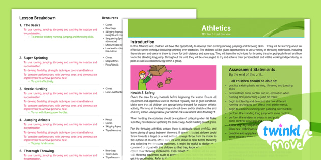 Year 3 Athletics Planning - Twinkl Move PE Planning - LKS2