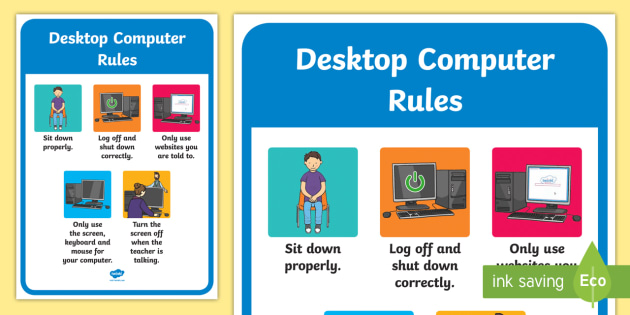 Desktop Computer Rules Display Poster ICT
