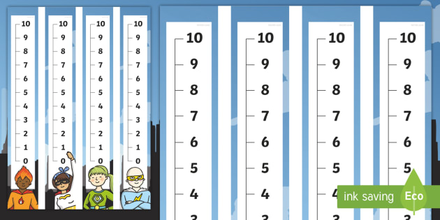 superhero themed 0 10 vertical number line teacher made