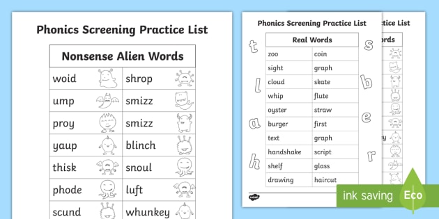 Year 1 Phonics Screening Worksheets  Literacy Phonics test, KS1 Year 1 