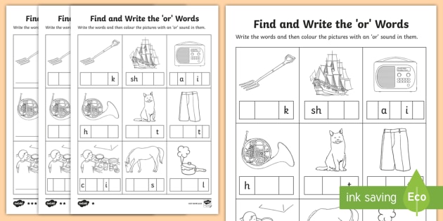 Find and Write the 'or' Words Differentiated Activity Sheets