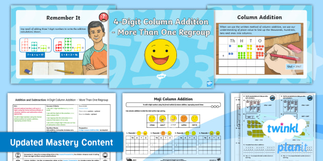 Year 4 Column Addition With Exchanges Planit Maths Lesson 3