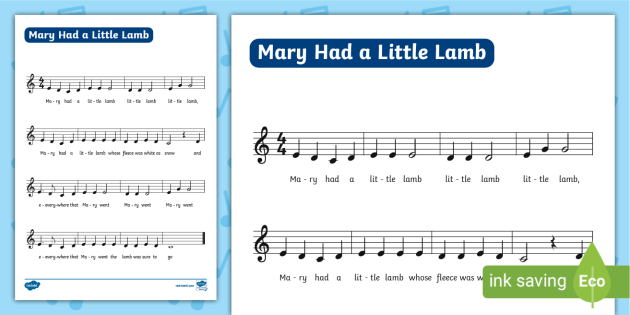 Mary Had a Little Lamb Piano Sheet Music