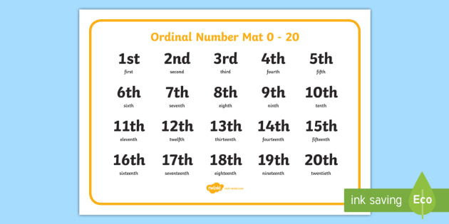  Ordinal Numbers To 20 Hecho Por Educadores 