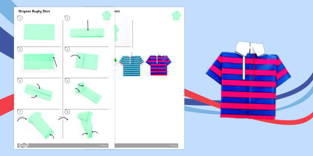 Simple Cardboard Rugby Tee Origami Rugby Shirt Activity - origami, rugby, shirt, activity