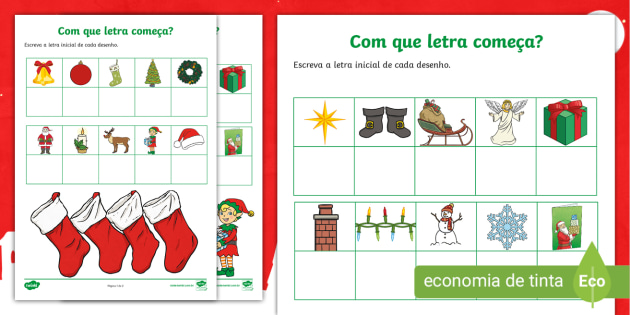 Desenhos de Natal (números e letras)