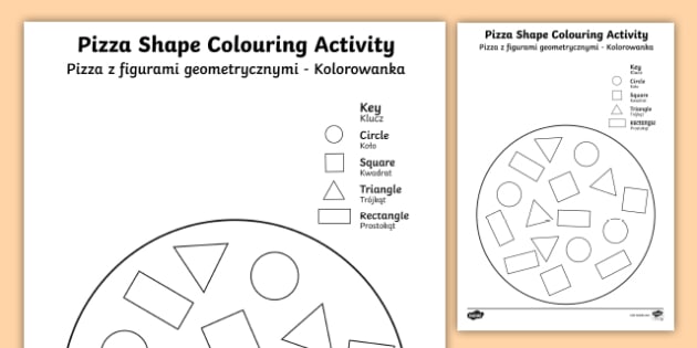 Shape Pizza Colouring Activity English/Polish - Shape Pizza