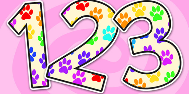 Paw Print Display Numbers-paw print, display number, display, numbers ...