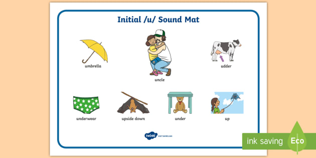 Initial u Sound Mat Word Mat (teacher made) - Twinkl