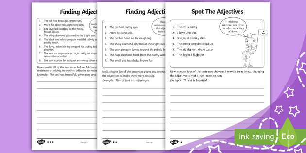 spot the adjectives worksheet ages 5 7 teacher made