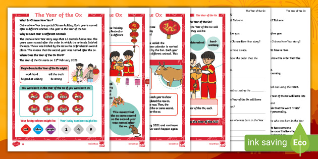 Ks1 The Year Of The Ox Chinese New Year 21 Differentiated Reading