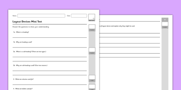 Layout Devices Test (teacher made)