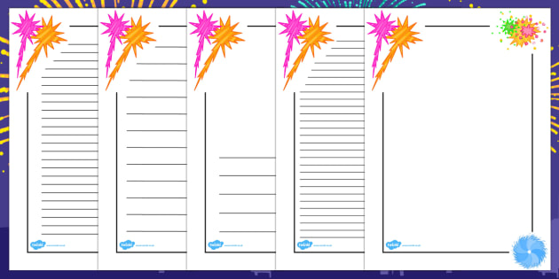 Happy New Year Page Borders Portrait (teacher made)