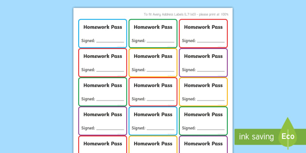 homework pass stickers