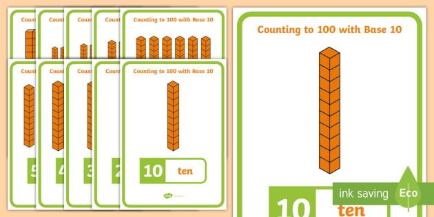 Counting in 10s with Base Ten Blocks Display Posters - Counting with ...