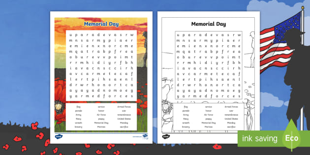 memorial day word search puzzle printable twinkl usa