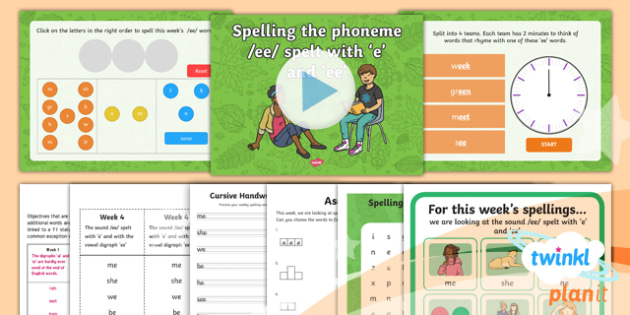 PlanIt Y1 Term 1B W4: 'e' and 'ee' Spelling Pack