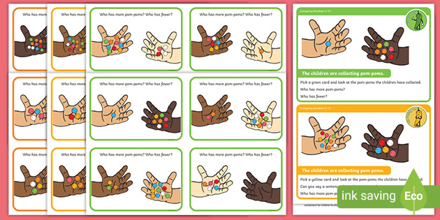 👉 Comparing Numbers to 10 Chilli Challenges: Collecting Pom-Poms