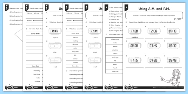 Am And Pm Worksheets Year 3