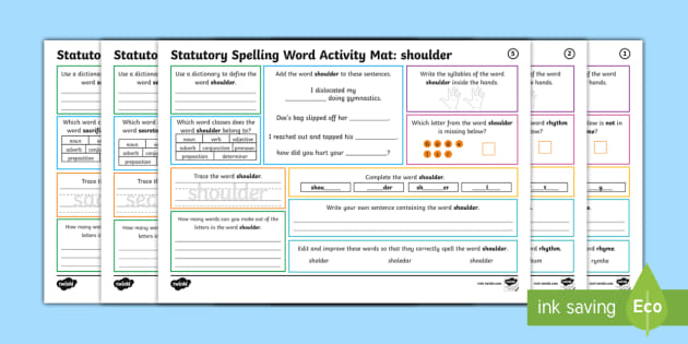 Year 5 and 6 Statutory Spelling Words Activity Mat Pack 17