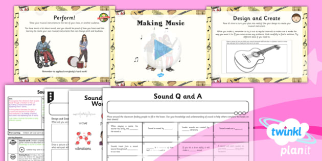 interactive online lab for sound making with 5 different colored shapes
